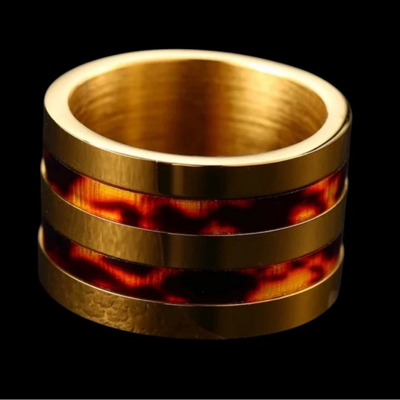 FASHION JEWELRY RING WOMEN STAINLESS STEEL WIDE MIXED COLOR DESIGN SIZE SIX 6 - Picture 4 of 4